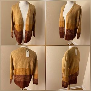 Gradient Multicolored Cable Sweater Cardigan